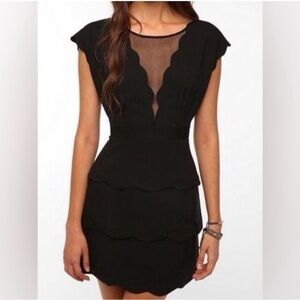 Black Mesh Scalloped Dress